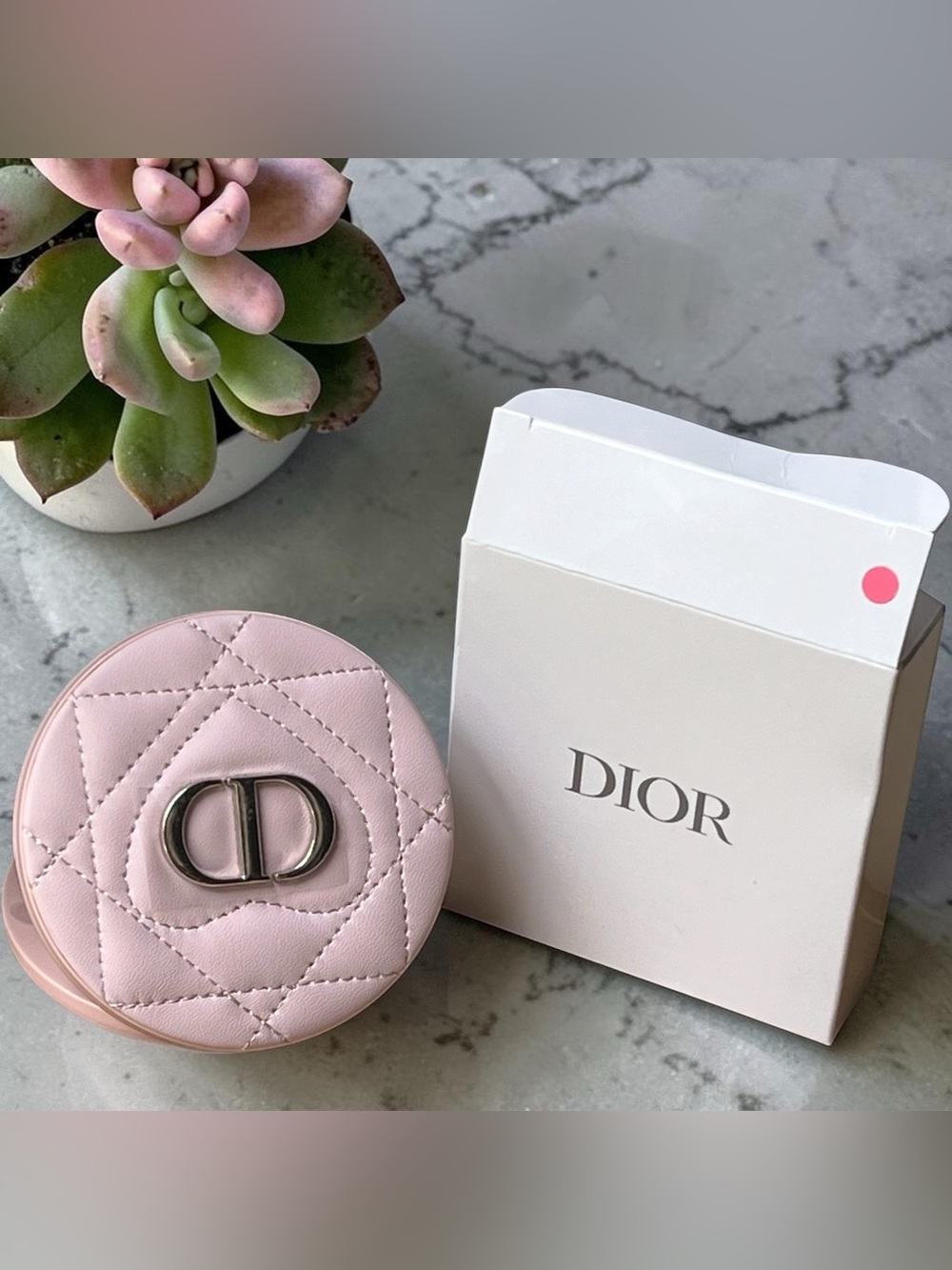 Christian Dior Pink Quilted Compact Mirror featuring a silver. New in Box